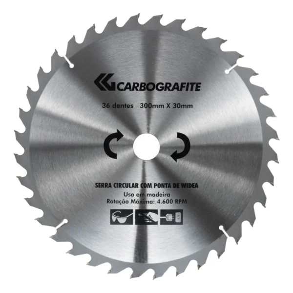 Serra Circular Para Madeira 300 x 30mm 36 Dentes - Carbografite