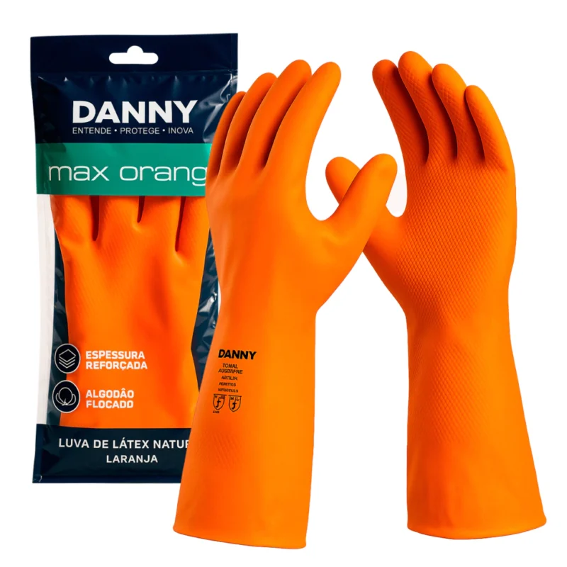 Luva Látex Espessura Reforçada Max Orange Unidade CA 11286 – Danny