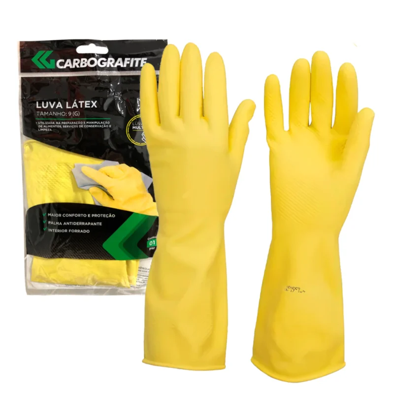 Luva Látex Multiuso Amarela Unidade CA 13974 – Carbografite