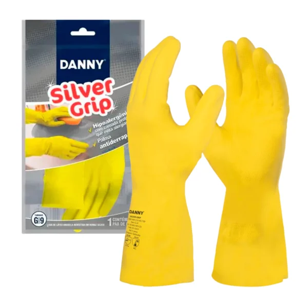 Luva Látex Multiuso Silver Grip Amarela Unidade CA 40730 - Danny