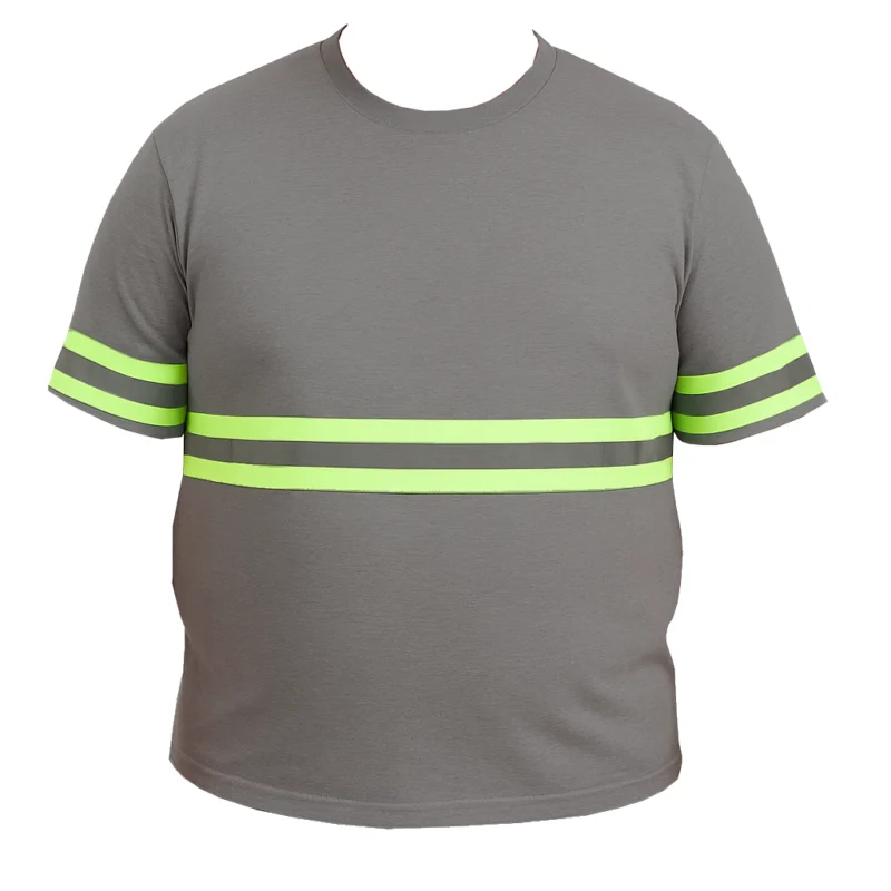 Camiseta Plus Size Confort Borg Cinza Manga Curta c/ Refletivo – Uniforme