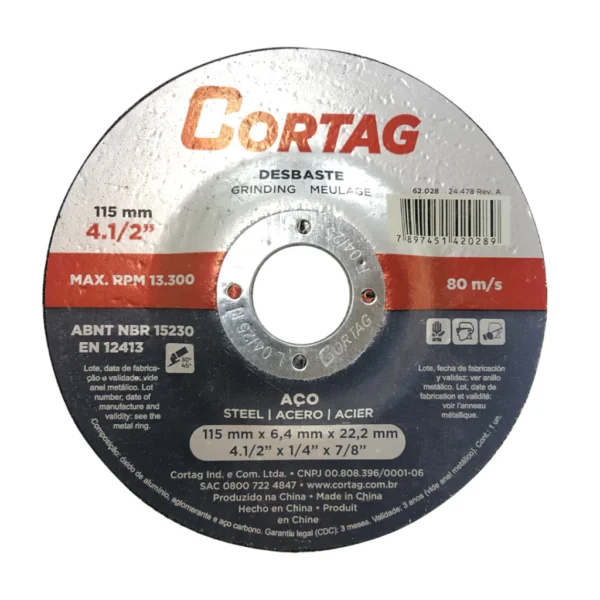 Disco De Desbaste 115mm 62.028 80m/s - Cortag
