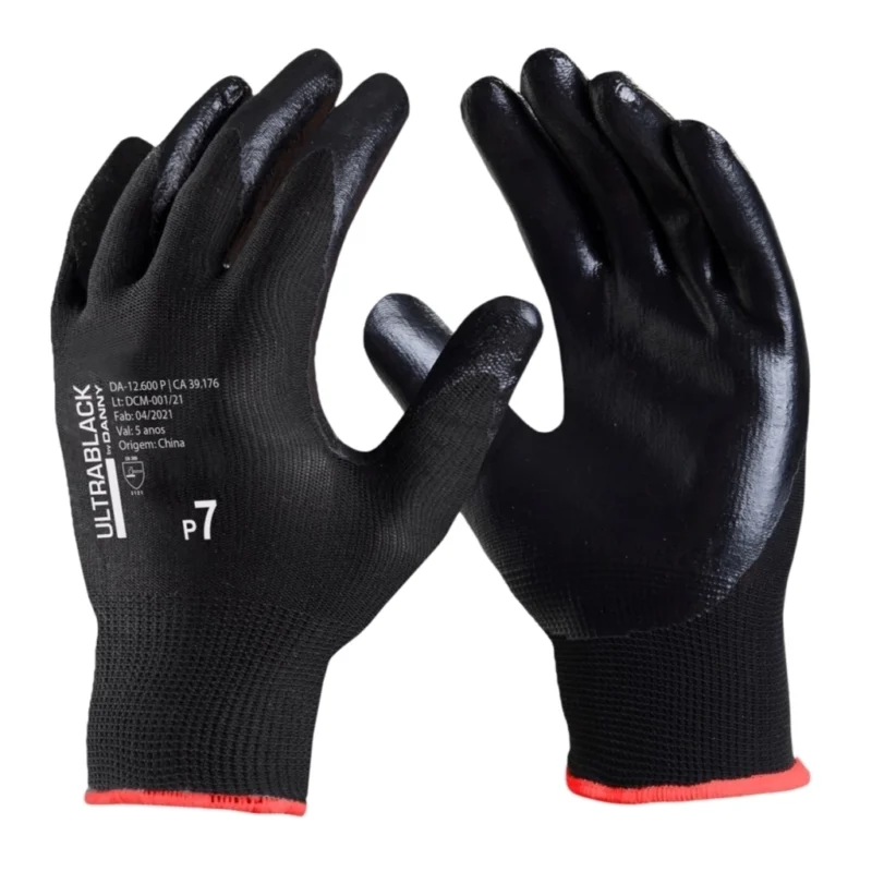 Luva Nylon Com Banho Nitrílico Ultrablack Unidade CA 39176 – Danny