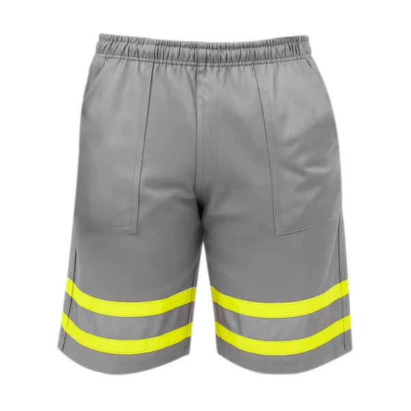 Bermuda Plus Size Cinza Elástico Total Faixa Refletiva - Uniforme