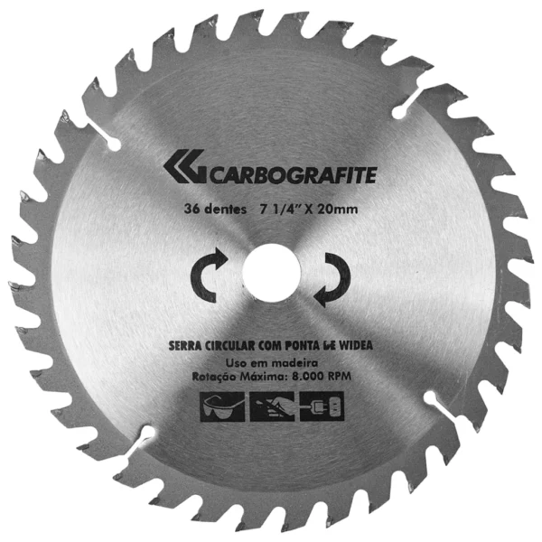 Serra Circular Para Madeira 7 1/4 x 20mm - 36 Dentes - Carbografite